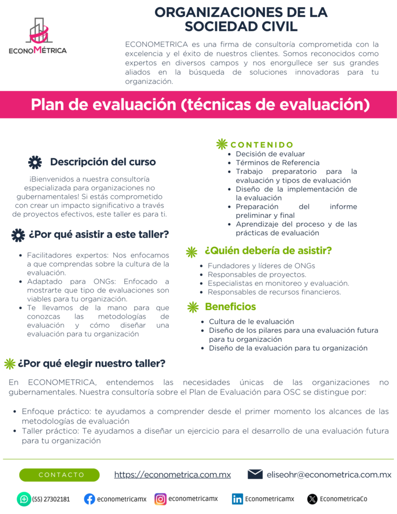 IMPACTA: Plan de evaluación y técnicas de evaluación para OSC